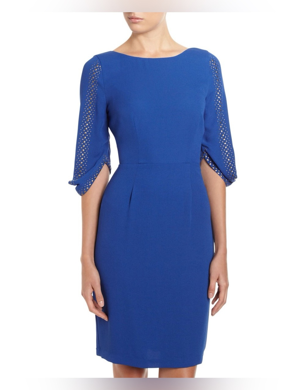 BCBGMAXAZRIA Royal Blue Studded Open Back Sheath Dress S